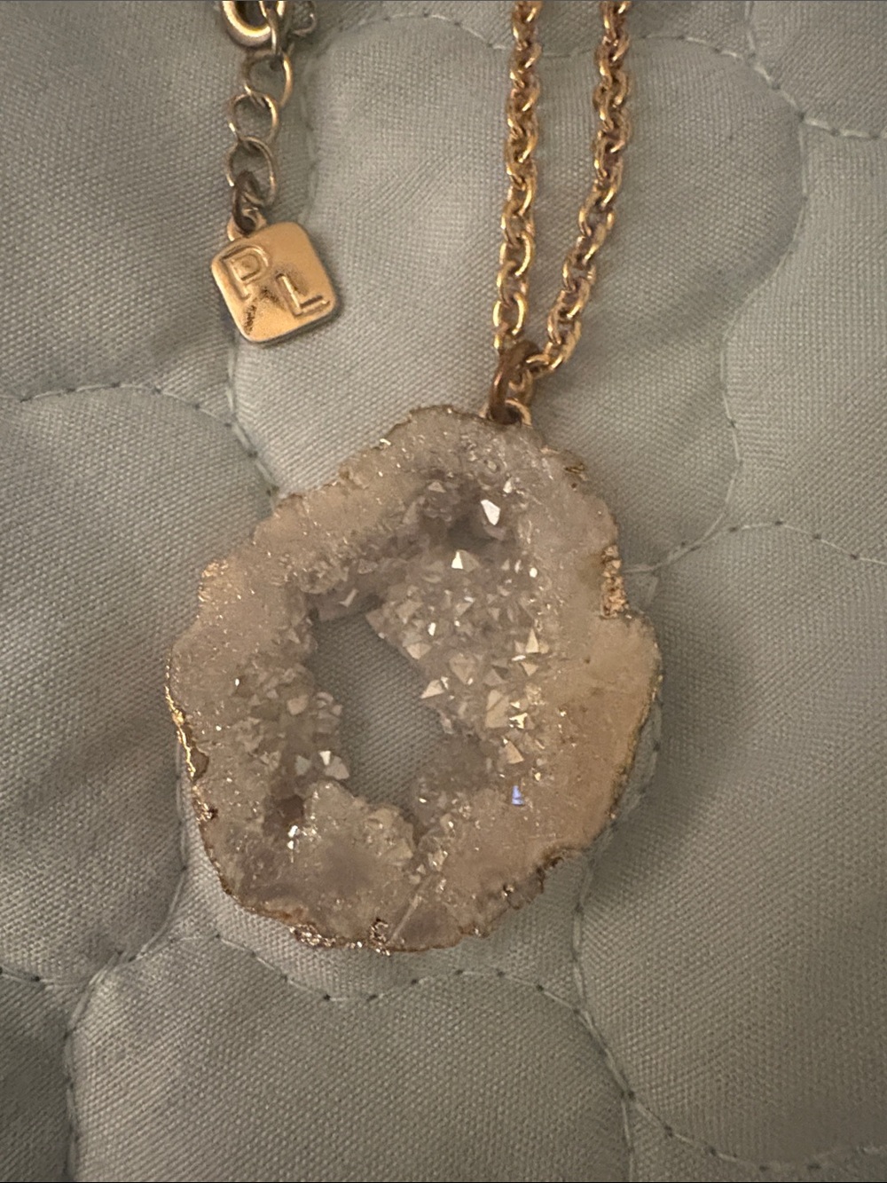 Park Lane Gold-Tone Chain with White Druzy Geode Pendant